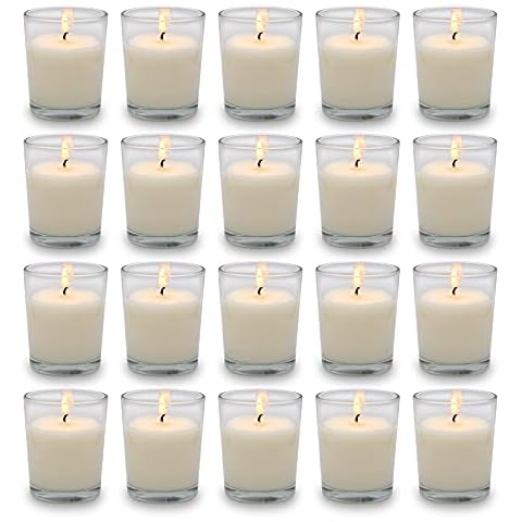 Set of 20 Unscented Soy Wax Votive Candles Cover