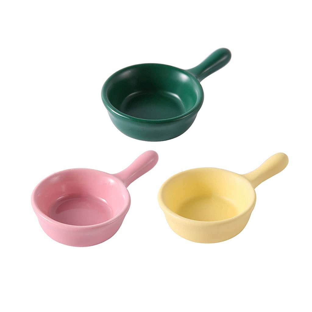 Keramik-Set mit 3 Dip-Sauce-Schalen mit Griff für Sushi, Ketchup, Vorspeisen, Grillgewürze, Snacks und Abendessen