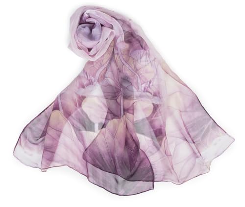 Floral-Print-Scarf for Womens - Classic-Chiffon-Wrap-Shawl Long Lightweight Sunscreen Scarf(19.6''×63'')