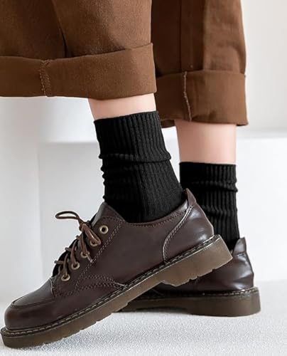 Image of Womens Striped Crew Socks, Cute Vintage Retro Mid Calf Boot Socks for Women Ladies 5 /6 Pairs, Size 5-10