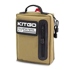 Kitgo Outdoor Survival First Aid Kit 101 Piece Professional Emergency Survival Gear Tool for Hunting Hiking Camping Outdoor Adventure Fishing Travel Home Office Military Tropical Storms (Khaki)