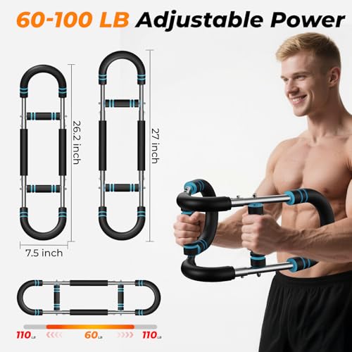 HTM Twister Arm Trainer - Adjustable Resistance 60-100lb for Chest & Arm Workout, Portable Upper Body Strength Training Bar for Home & Gym, Detachable Power Twister Exercise Equipment by HTM - Used condition - Image 7