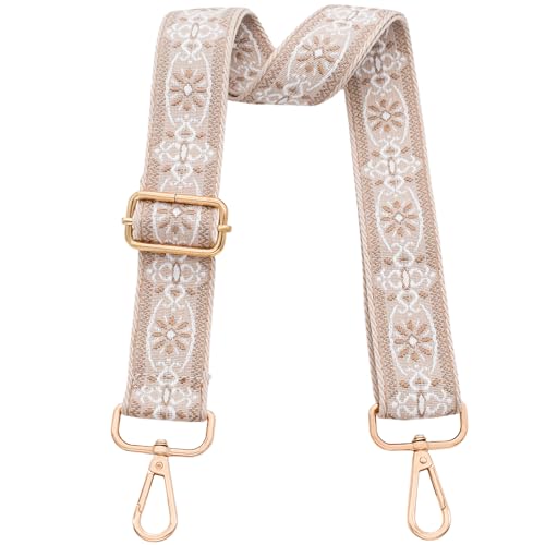 ROYGBCP Replacement Purse Strap Shoulder Strap Adjustable Crossbody Strap for Women Crossbody Wide Shoulder Bag, Khaki Star-gold Hardware