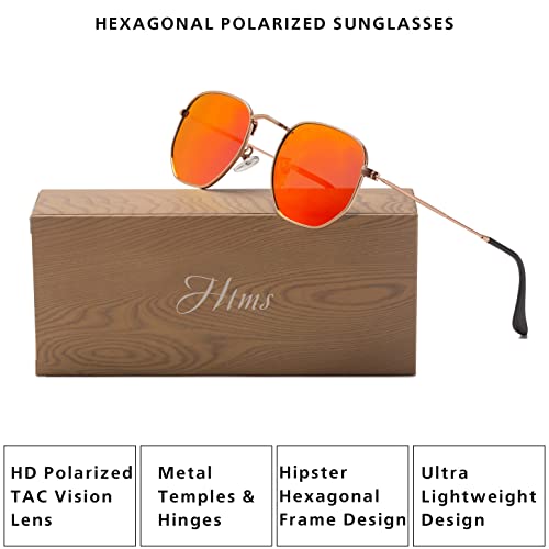 Image of Hipster Hexagonal Polarized Sunglasses Men Women Geometric Square Small Vintage Metal Frame Retro Shade Glasses