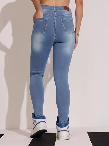 Image of Dolce Crudo Women's Skinny Fit High Rise Cropped Length Stretchable Denim Jeans