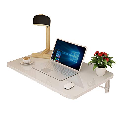 Preisvergleich Produktbild PENGFEI Wandtisch Klappbar Wandklapptisch Schreibtische Faltbar Computertisch Büro Regal Metallbügel, Holzwerkstoffe, 4 Farben, 10 Größen (Farbe : Weiß, größe : 120x40CM)