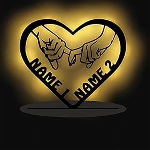 Koppels voor koppels, gepersonaliseerd met 2 namen, persoonlijke cadeaus voor verjaardag, bruiloft, verloving, voor hem en haar, vriendin, man vrouw, werkt op batterijen en kleuren