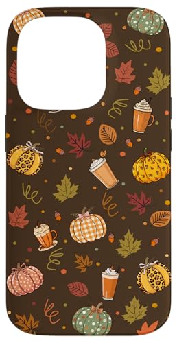 Fall Pumpkin Spice - Autumn Coffee & Leaves Pattern X}zP[X iPhone 14 Pro p