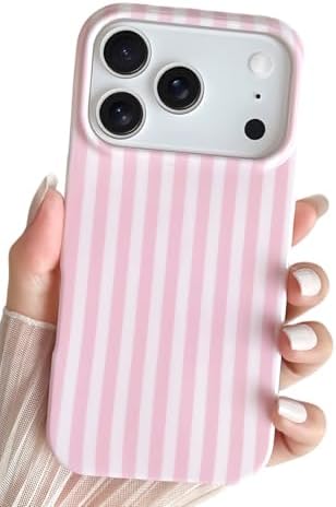 SmoBea Kompatibel mit iPhone 17 Pro Hülle, Süßes Striped Handyhülle, Weiches TPU, Schlanke, Stoßfeste Telefonabdeckung für Frauen und Mädchen, Schön und Stilvoll, Rosa