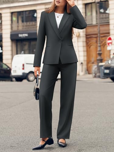 Women's 2 Piece Business Casual Outfits Blazer Wide Leg Pants Matching Dressy Formal Suit Sets - Image 4