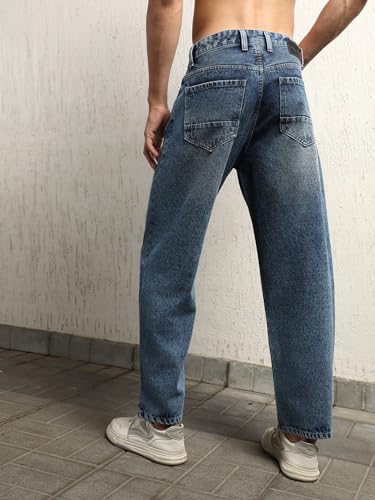 Hubberholme Herren Sommer Baumwolle Relaxed Fit Mid-Rise Jeans, Blau3, 44 – Bild 7