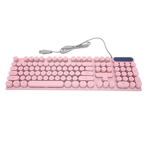 WINH Clavier de Jeu, Claviers Ronds Clavier d'Ordinateur Ergonomique 104 Touches pour Ordinateur de Bureau (Rose)