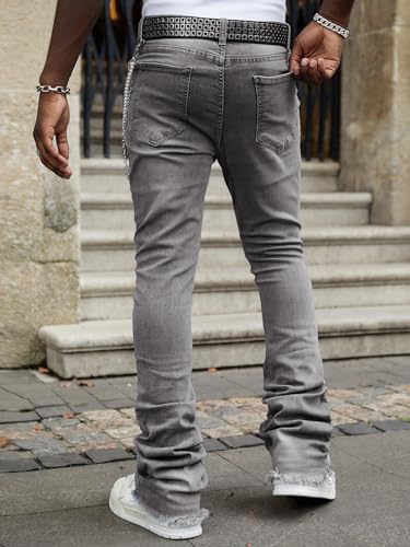 Mens Skinny Bootcut Jeans Slim Fit Stretch Stacked Jeans Y2k Hip Hop Straight Leg Denim Pants Streetwear3