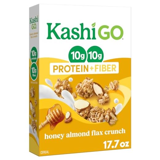 Kashi GO Protein Cereal, 10g Protein, 10g Fiber, Honey Almond Flax Crunch, 17.7oz Box (1 Box).