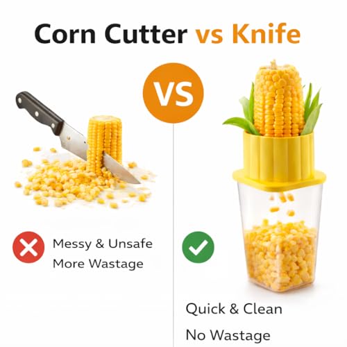 Image of Zalak Corn Peeler with Masala Spoons, Corn Stripper, Cutter & Seeds Remover - Plastic & Stainless Steel Blade | Exclusive ABS(Multi Color) | Made in India