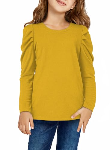 Image of blibean Tween Girls Puff Sleeve Shirts Stylish Fall Tops Size 4-15 Years Old