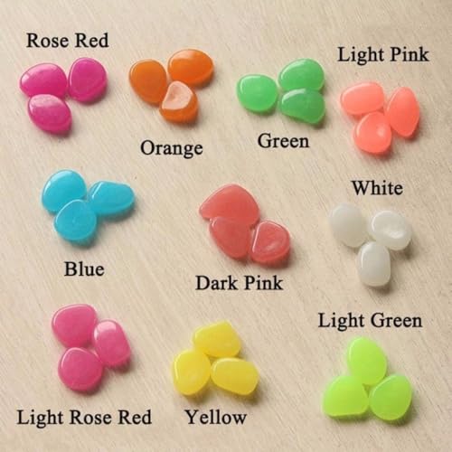 Image of swimero,Colorful Glowing Garden Pebbles, Glow in The Dark Decorative Stones for Walkways & Decor, Solar Power Luminous Stones Glowing Rocks for Plants Pot