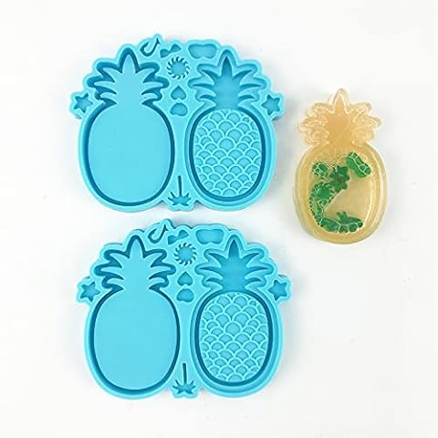 2pcs Pineapple Resin Casting Shaker Molds Set,Pineapple Shaker Resin Molds Silicone, Epoxy Resin Shaker Silicone Molds Casting, Shaker Mold for Pendant Jewelry Keychain Decoration Craft Making DIY Cover