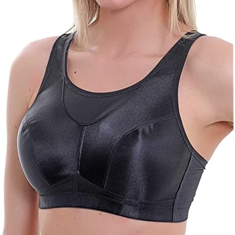Gemm Ladies Sports Bra up to Plus Sizes for Women High Impact No Bounce Non Wired Large Busts Gym Exercise Yoga Running Athletic Workout Sportswear (38 H, Black) Cover