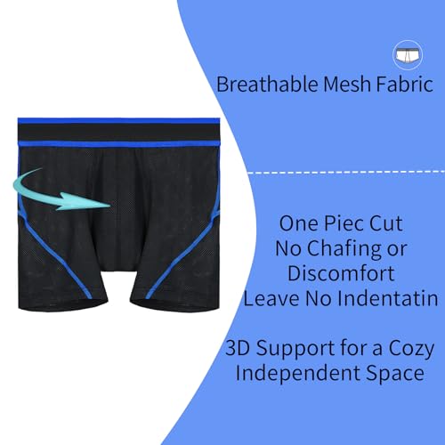 Men's Breathable Mesh Underwear Total Support Pouch Men's Boxer Brief,Anti-Chafing,Moisture-Wicking,3-Pack3
