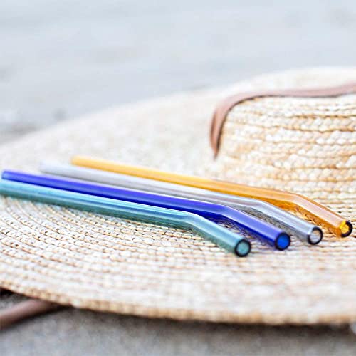 Jogo 4 Canudos de Vidro + 1 Escova Limpeza Vida Marinh