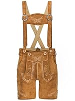 Kinder Lederhose Wiesnspatz Trachtenlederhose Jungen und Mädchen Schöneberger Trachtenhose kurz (146, Hellbraun)
