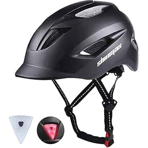 Shinmax Bike Helmet Men Women Cycle Helmet with LED Rear Light Urban Commuter Bicycle Helmet with CPSC CE Certified Mountain Adult Bike Helmet Road Bike Cycling Helmet with Reflective Strap 57-62CM Cover
