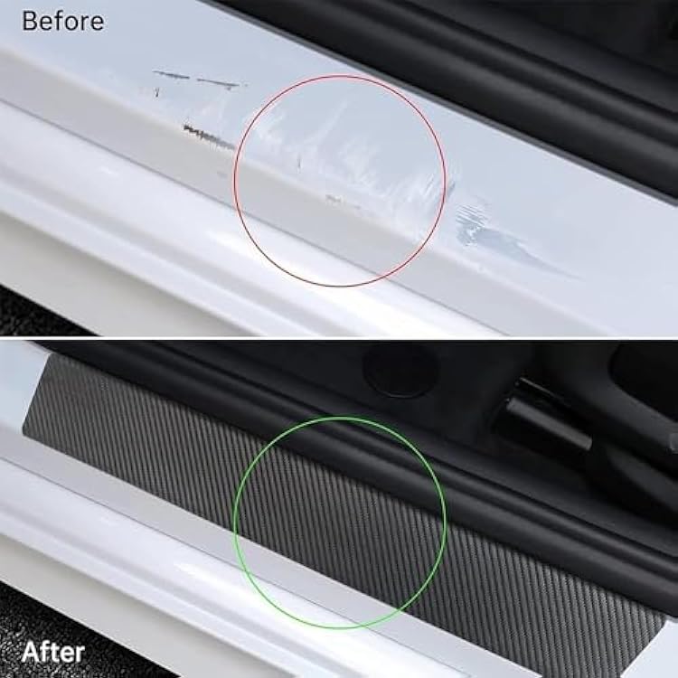 4 PCS Car Door Sill Protector for Volkswagen Golf 7 MK7 MK 7.5 GTI GTD R Rline 2012-2017, Carbon Fibe Anti Collision Waterproof Protector Tape Automotive Accessories