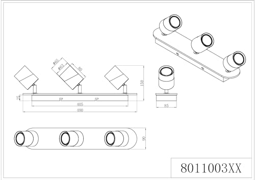 Trio Lighting Aruni Faretto Da Soffitto Legno 3 Lampadine Nero - 6