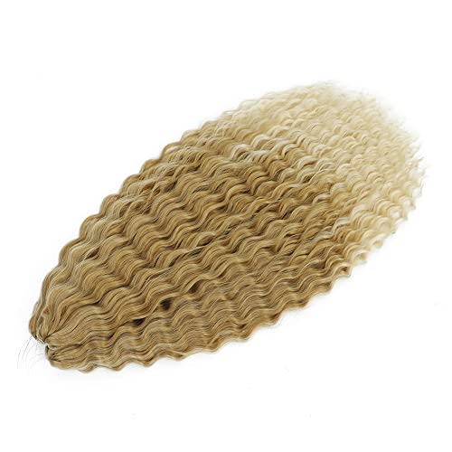 PORSMEER 3 Packs 22inch Long Deep Wave Curly Blonde to Light Blonde Crochet Hair Water Wave Twist Braiding Hair Extension Synthetic Ocean Wavy Hair Bundles for women - Image 4