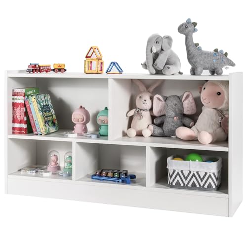 COSTWAY Kinder Spielzeugschrank Holz, Spielzeugregal mit 2 großen Fächern...