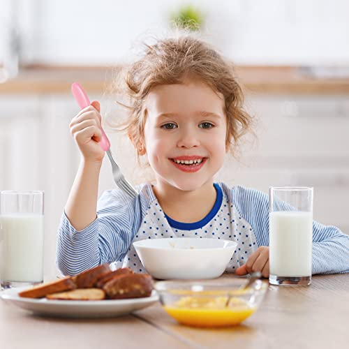 Vicloon Toddler Utensils, 6 Pcs Stainless Steel Baby Forks And Spoons Silverware Set, Children Safe Spoons And Forks With Flat Handle, Baby Feeding Cutlery, Dishwasher Safe (Pink Blue Green) #TOP6