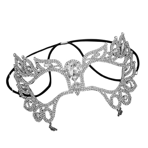 Masque de costume strass et alliage réutilisable pour bal masqué et carnaval