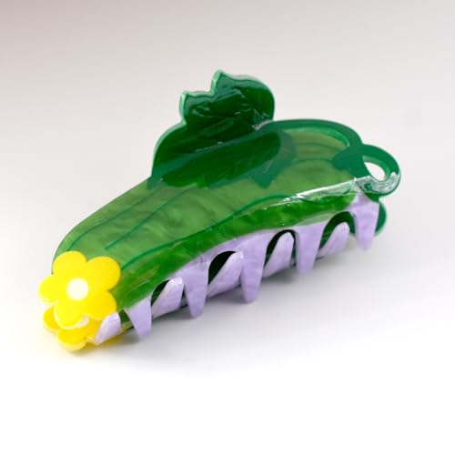 Cucumber Shape Hair Claw Clip Dopamine Fruit Non-Slip Hair Accessories 3.2" X 2" for Thin Hair Women Girls, Green Cucumber