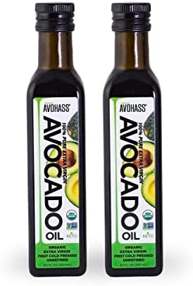Avohass Organic Extra Virgin Avocado Oil, 8.5 oz, 2-Pack, Cold Pressed
