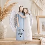 GAOSHENG Mother Daughter Figurine,Guardian Angel Statue with Tree of Life,Sentimental Bride Gift to Mother of the Bride,Your Hug is Home Hand-Painted Sculpture for Wedding,Birthday, Memorial (Blue)