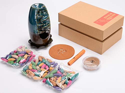 L!Ghtup Ceramic Backflow Incense Burner Waterfall Incense Holder, For Home Decor Aromatherapy Relaxation Gifts… (Blue) #TOP4