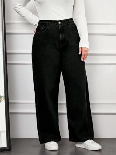 Image of KOTTY Women's Plus Size Straight Fit Denim Jeans with Comfortable Waist and Denim Fabric