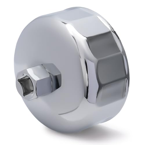 ELECHOI 86.4mm 16Flutes Oil Filter Cap Wrench Removal Tool Socket for BMW Engines/for Volvo with 86mm Filter Housing Caps Silver Heavy-Duty Alloy Steel