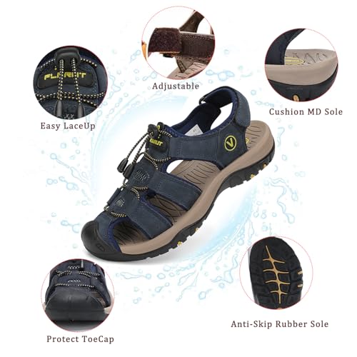 Miniatura 3 de Flarut Sandalias Deportivas Hombres Verano Exterior Senderismo Zapatos Trekking Casual Zapatos De Montaña Cuero Sandalias De Playa