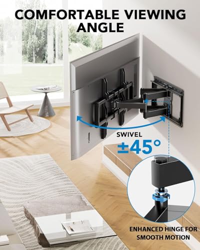 Image of Pipishell Full Motion TV Wall Mount for 42-85 inch LED TVs up to 132lbs, Fits 65 75 Inch Swivel TV Mount Bracket with Articulating Arms, Max VESA 600x400mm, Fits 12 inch 16 inch Wood Studs