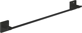 GROHE Start Cube, Handtuchhalter ohne Bohren (für ein großes Handtuch, 65cm breit, zum Kleben oder Bohren, mit Schrauben und Dübel, ohne Kleber, verdeckte Befestigung), eckig, schwarz, 410892430