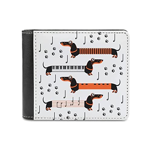 PLAYBOYSJ Herren Leder Geldbörse Dackel Tier Hund Slim Wallet Kreditkartenetui Geldscheinklammer Cover