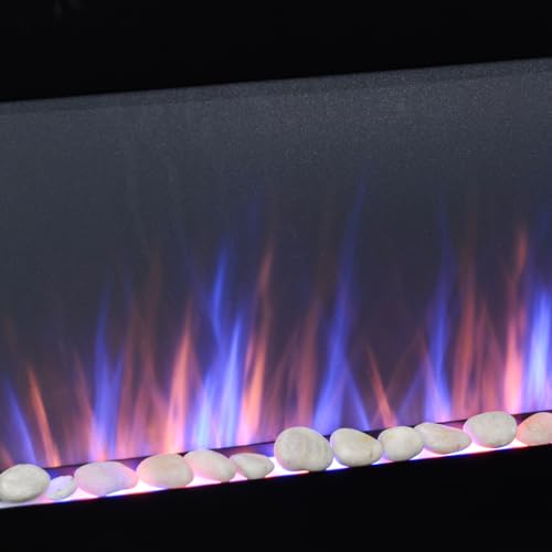 HOMCOM 41" Electric Fireplace, Wall Mounted Fireplace with 7 Adjustable LED Flame Colors, Remote Control, Fireplace Heater for Living Room, 1500W, Black by HOMCOM - Image 9