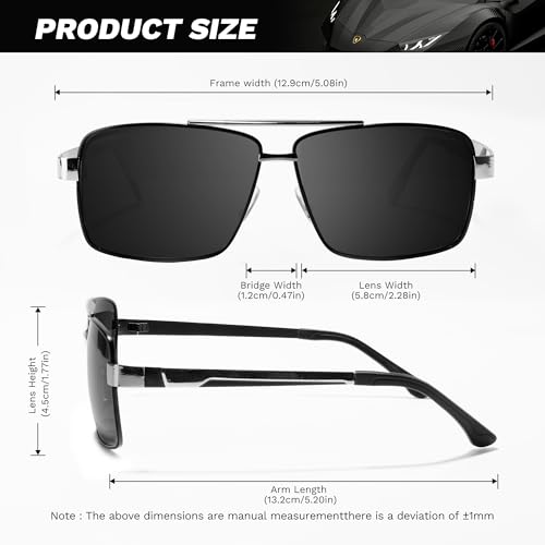 Polarized Sunglasses for Men Women Aviator Metal Classic Rectangular Sun Glasses Driving Sunglasses for Travel4