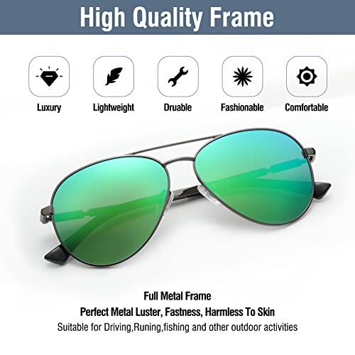 Image of DUCO Aviator Sunglasses for Men Women Vintage Polarized Sun Glasses Mirrored Lens Metal Frame Designer Shades 3025K
