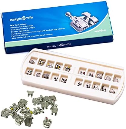 SNAWOP Dental Orthodontic Brackets 20PCS Mini Metal Braces Slot.022 Hooks (Roth 022 3-4-5 with Hooks)