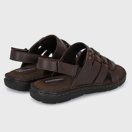 Image of Centrino Men's Sandals |Classical Thong Lightweight Quick-dry Flip Flops | Secure Hook & Loop Closure | Comfortable Close Strap | Heavy Density for Arch Support Comfort, Hand Stitched Chappal (3669)