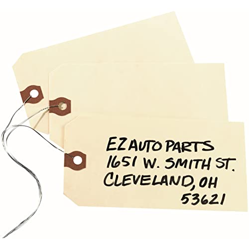 Avery Shipping Tags With Wire, 11.5 Pt. Stock, 5-1/4" X 2-5/8", 1,000 Manila Hang Tags (12606) #TOP6