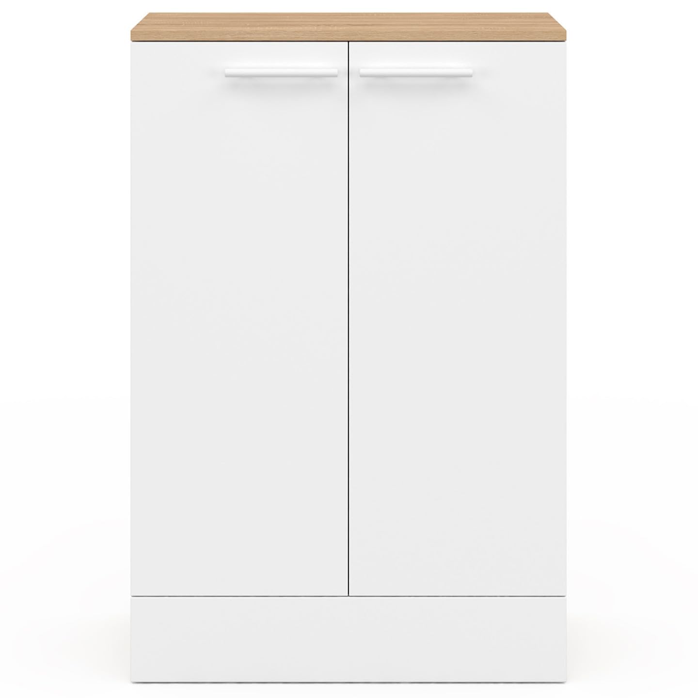 IDMarket - Buffet Bas de Cuisine Alto H.90 cm avec rangements Blanc et Bois